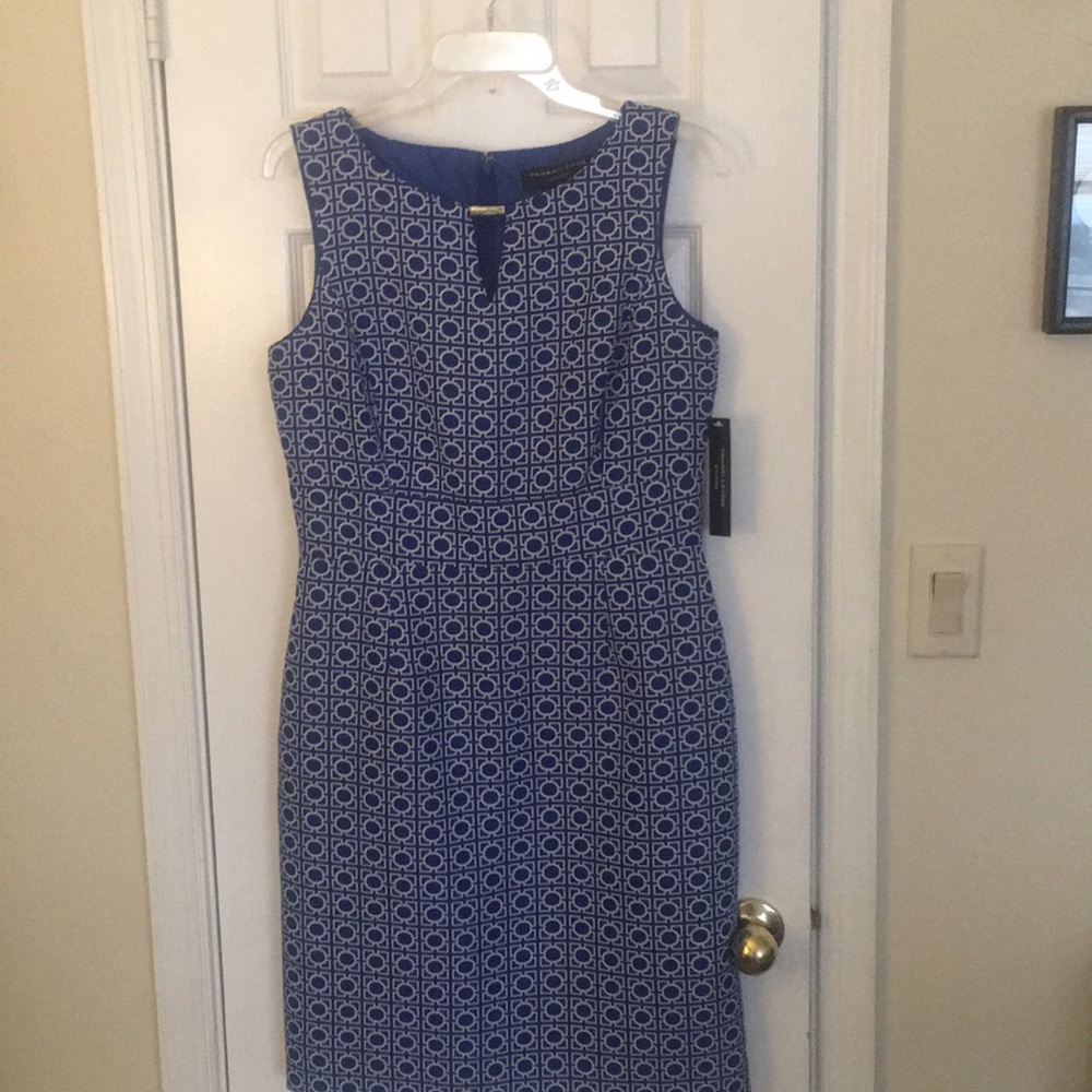 NWT Tahiti-Levine Studio Dress, Cobalt Blue Print